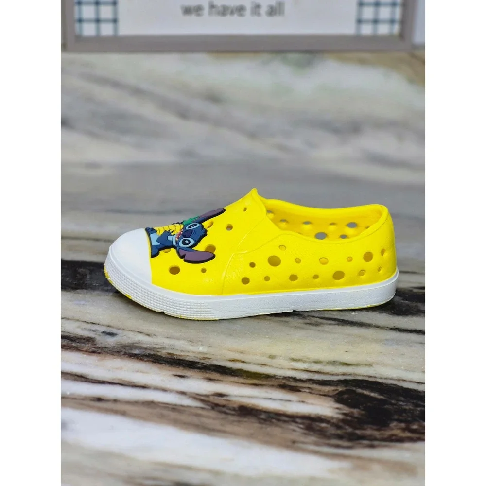 Disney Stitch Yellow EVA Foam Slip On Water Shoes Clogs Kids Size 11 Lilo Stitch